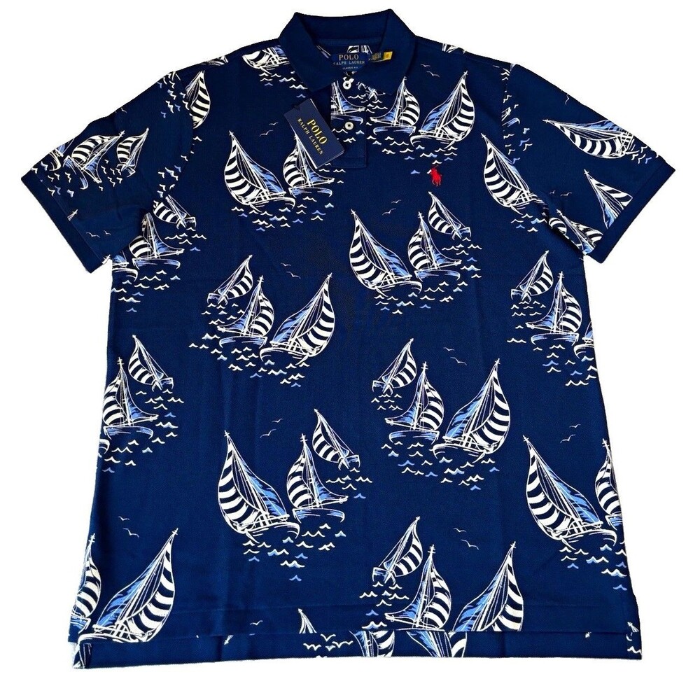 NWT Polo Ralph Lauren Classic Fit Nautical Newport Sailboat Navy Polo Shirt M